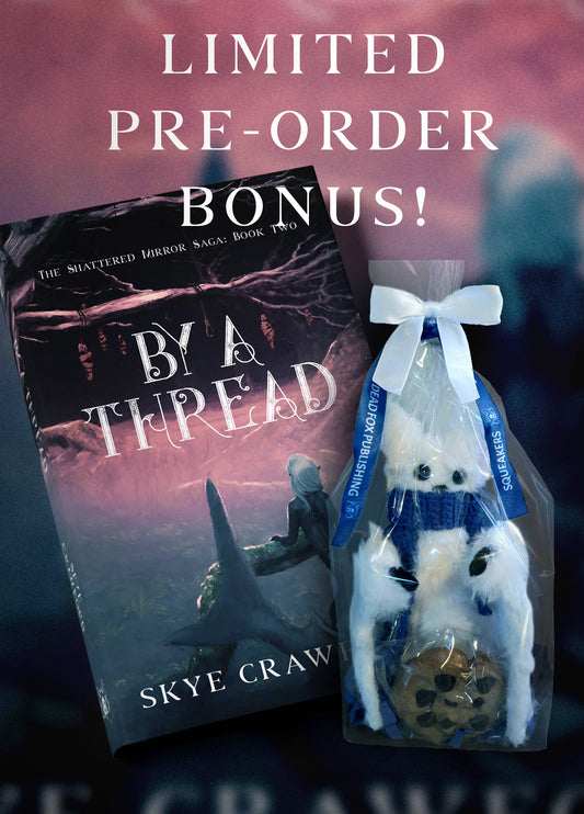 Limited Pre-Order Bonus (US ONLY) - By a Thread - Book Two of the Shattered Mirror Saga by Skye Crawford with free Squeakers Plush